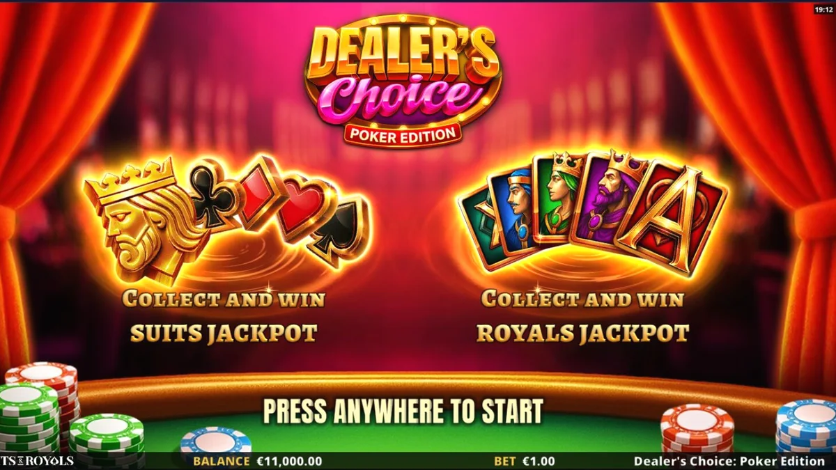Tampilan visual meja poker mewah dalam slot Dealer’s Choice: Poker Edition
