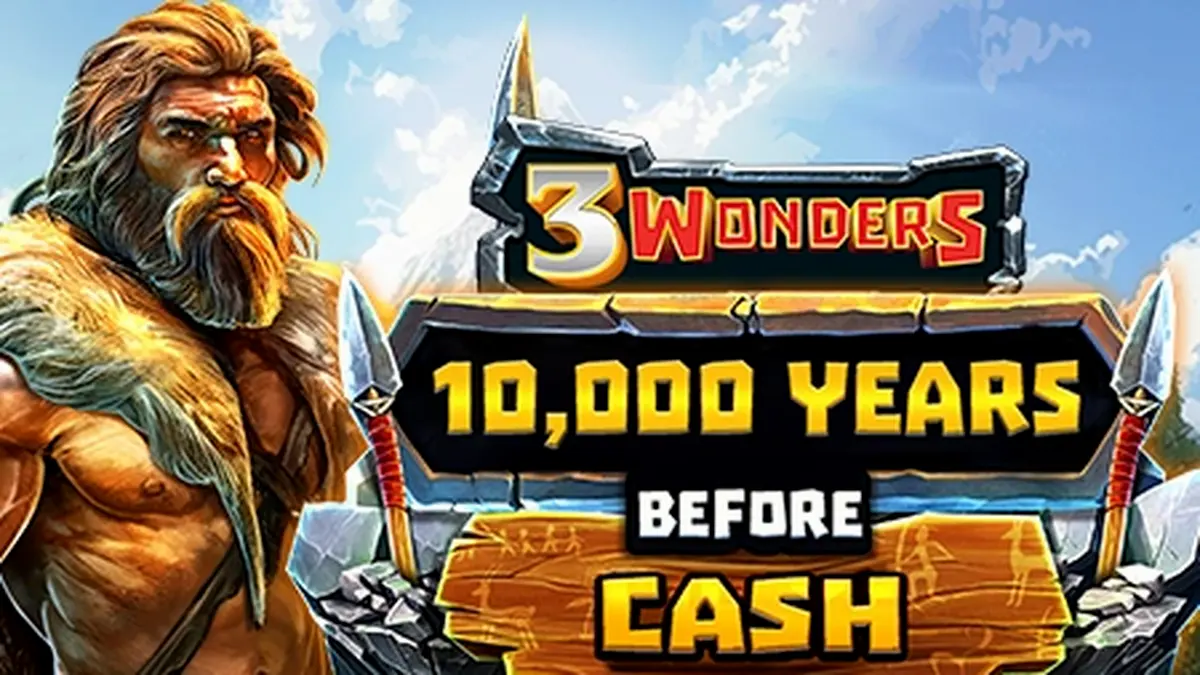 Tampilan visual slot 10,000 Years Before Cash dengan tema prasejarah